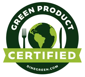 Green certification logo for environmentally friendly commercial kitchen equipment