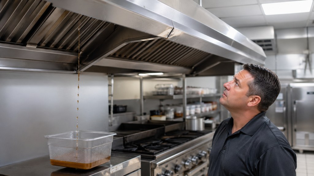 Commercial kitchen exhaust hood leaking